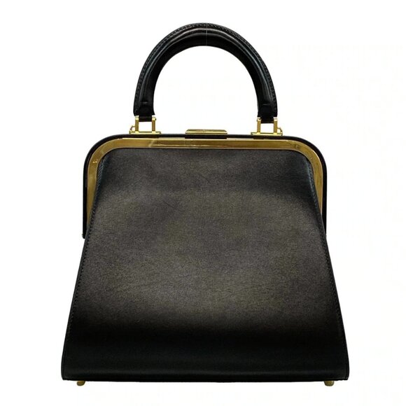 Auth DIOR/ChristianDior - Black Leather Handbag - Picture 3 of 14